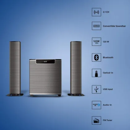 Philips Audio MMS2220B 120W 2.1 Speaker Bluetooth Soundbar - image 3